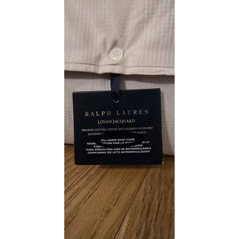 Ralph Lauren Duvet Cover Grey Full Queen Organic Cotton Lovan Jacquard Platinum